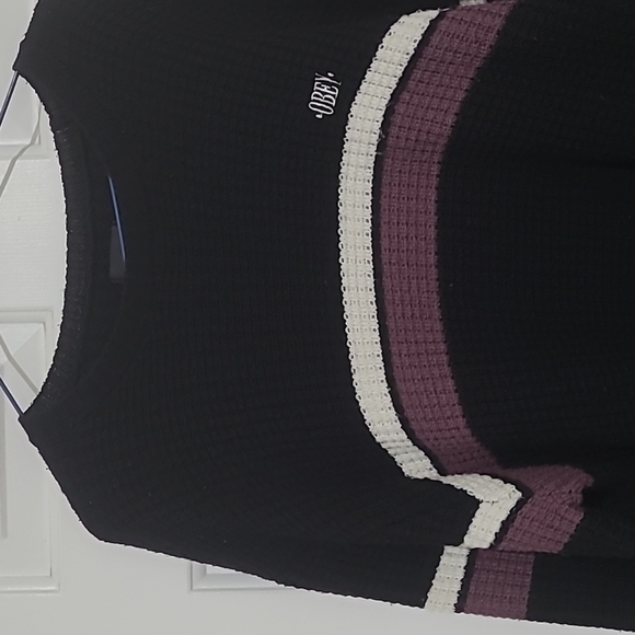 Obey Worldwide Waffle Knit Stripe Wool Blend Sweater - Picture 3 of 9